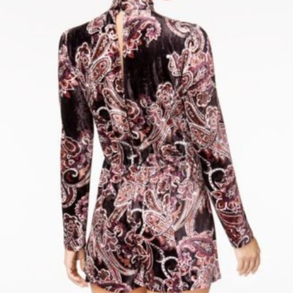 Be Bop Printed Cotton Velvet Choker Romper - Picture 5 of 5